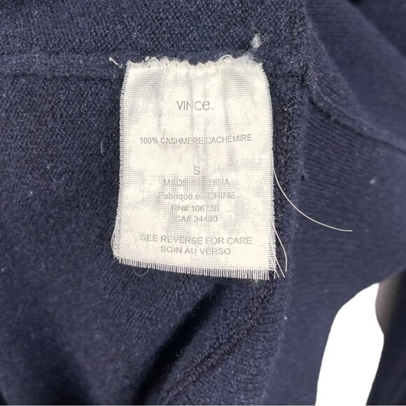** Vince 100% Cashmere Navy Deep V Tunic Sweater Size S - Picture 6 of 6